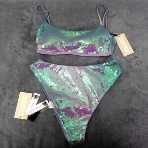 Gianni Bini Dannijo Size XS Sequin Frankie Top Frida Bikini Bottom Swimsuit
